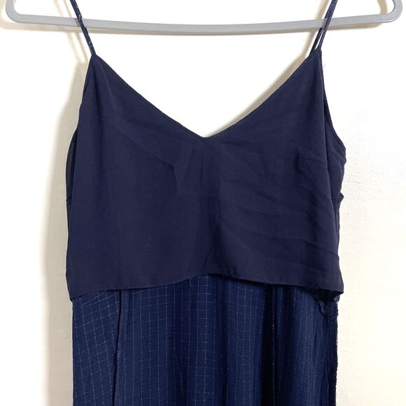 Zara V-Neck Sleeveless Navy Blue Viscose Midi Dress Size S - Picture 14 of 16